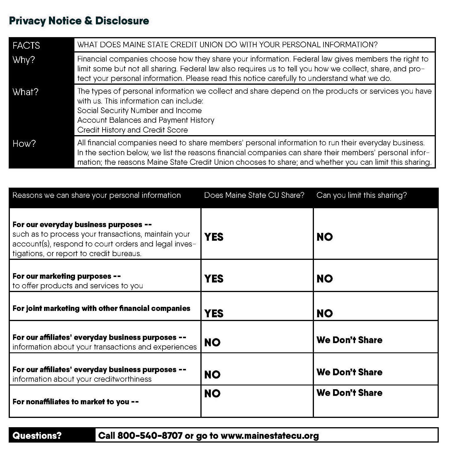 Privacy Notice page 1 